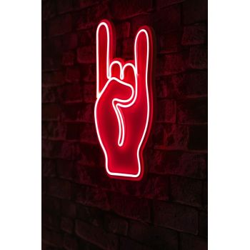 Decoratiune luminoasa LED, Rock N Roll Sign, Benzi flexibile de neon, DC 12 V, Rosu