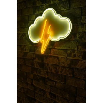Decoratiune luminoasa LED, Thunder Storm, Benzi flexibile de neon, DC 12 V, Alb / Galben