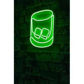 Decoratiune luminoasa LED, Whiskey Old Fashioned, Benzi flexibile de neon, DC 12 V, Verde