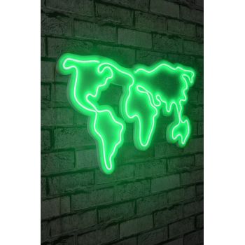 Decoratiune luminoasa LED, World Map, Benzi flexibile de neon, DC 12 V, Verde