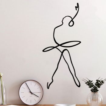Decoratiune de perete, Ballerina 2, Metal, 70 x 32 cm, Negru