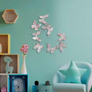 Decoratiune de perete, Butterflies, Metal, 80 x 80 x 4 cm, Multicolor