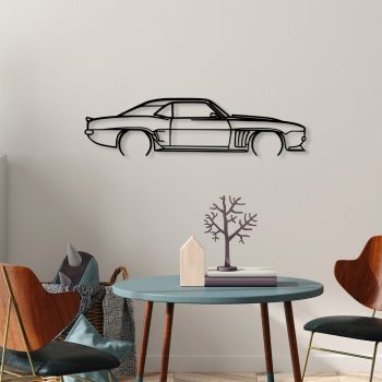 Decoratiune de perete, Chevrolet Camaro Silhouette, Metal, 70 x 18 cm, Negru