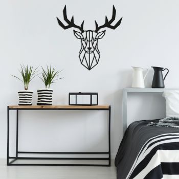 Decoratiune de perete, Deer2, Metal, Dimensiune: 51 x 51 cm, Negru