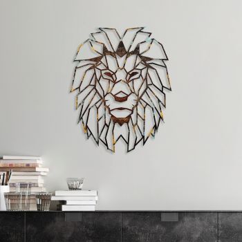 Decoratiune de perete, Lion, Metal, 40 x 50 cm, Multicolor