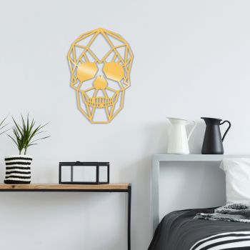 Decoratiune de perete, Skull Metal Decor, Metal, Dimensiune: 50 x 35 cm, Auriu