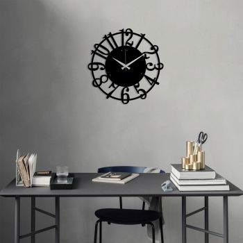 Ceas de perete, Metal Wall Clock 15, Metal, Dimensiune: 48 x 48 cm, Negru