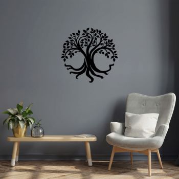 Decoratiune de perete, Tree Of Life, Metal, Dimensiune: 71 x 69 cm, Negru