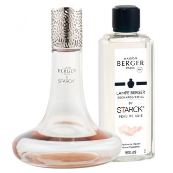 Set lampa catalitica Maison Berger Starck Rose cu parfum Peau de Soie