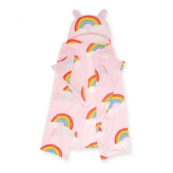 Pătură pentru copii cu glugă roz din polar/fleece 120x150 cm Rainbow Hearts – Catherine Lansfield