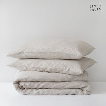 Lenjerie de pat albă/bej din in pentru pat dublu 200x200 cm – Linen Tales