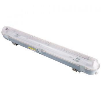 Corp iluminat pentru tub LED Hepol, G13, 1 x T8, IP65, gri, 655 x 80 x 100 mm