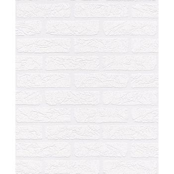 Tapet hartie Rasch Aqua Relief,2014, alb, aspect caramida, 10 x 0.53 m