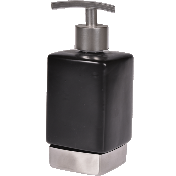 Dozator sapun lichid MSV Nhale, ceramica, negru-gri, 6.5 x 6.5 x 17 cm