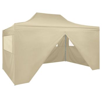 42513 Foldable Tent Pop-Up with 4 Side Walls 3x45 m Cream White