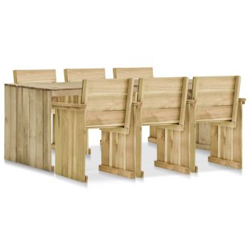 Set mobilier de exterior 7 piese lemn de pin tratat
