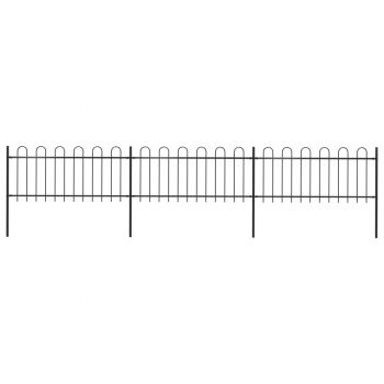 Gard de grădină cu vârf curbat negru 51 x 08 m oțel