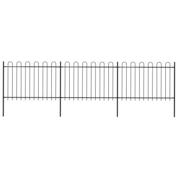 Gard de grădină cu vârf curbat negru 51 x 12 m oțel