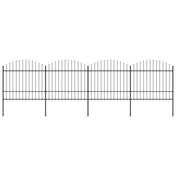 Gard de grădină cu vârf suliță negru (15-175)x68 m oțel