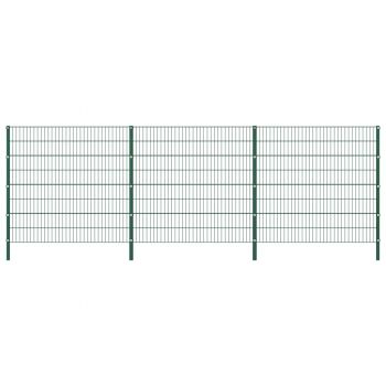 Panou de gard cu stâlpi verde 51 x 16 m fier