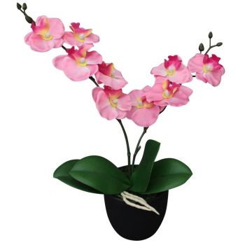 Plantă artificială orhidee cu ghiveci 30 cm roz