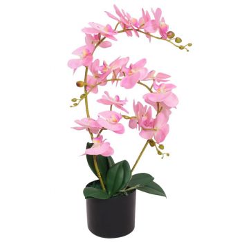Plantă artificială orhidee cu ghiveci 65 cm roz