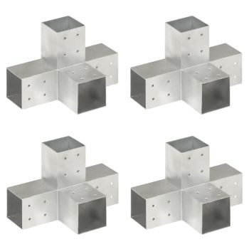 Conectori de grindă formă X 4 buc 81x81 mm metal galvanizat