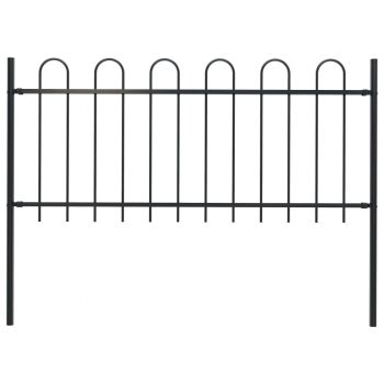 Gard de grădină cu vârf curbat negru 17 x 1 m oțel