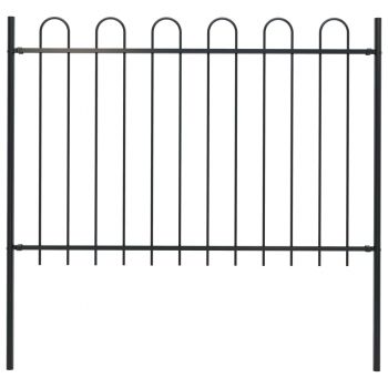 Gard de grădină cu vârf curbat negru 17 x 12 m oțel