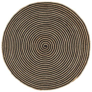 Covor lucrat manual cu model spiralat negru 120 cm iută