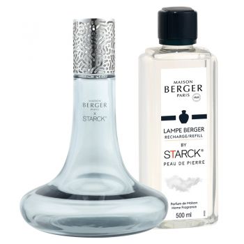 Set lampa catalitica Maison Berger Starck Grise cu parfum Peau de Pierre