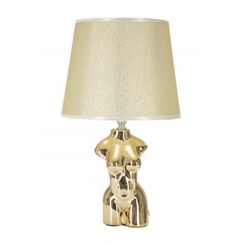 Lampa de masa, Glam Woman, Mauro Ferretti, 1 x E27, 40W, Ø25 x 42.5 cm, ceramica/fier/textil, auriu