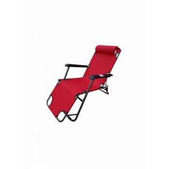 Sezlong-scaun camping panza H015 rosu