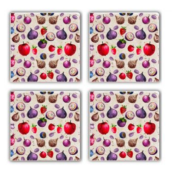 Set suporturi de pahare, Taylor, 366TYR1102, Piatra, 10 x 10 x 1 cm, 4 piese, Multicolor