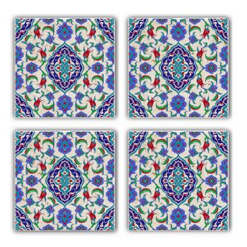 Set suporturi de pahare, Taylor, 366TYR1114, Piatra, 10 x 10 x 1 cm, 4 piese, Multicolor