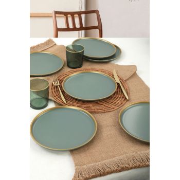 Set farfurii pentru desert, Keramika, 275KRM1704, Ceramica, Verde / Aur