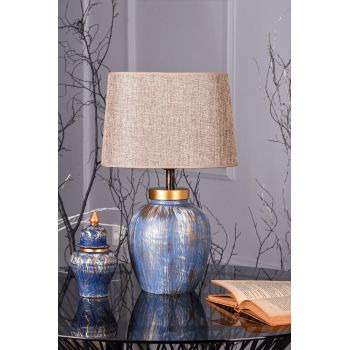 Lampa de masa, Hmy Design, 687HMY1589, Metal, Albastru/Maro