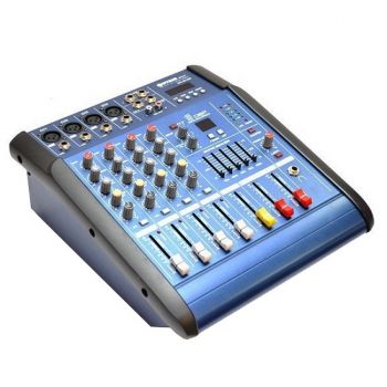Mixer Audio Profesional Cu Amplificare , Putere 2 X 200 W , 4 Canale , 16 Efecte Egalizator 5 Benzi