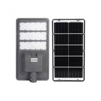 Lampa solara stradala eMazing, IP65, senzor de lumina, 306 LED-uri SMD, 3000 lm, panou 40W, putere 300W, 70.3 x 36.5 x8.7 cm, lumina alb rece, gri