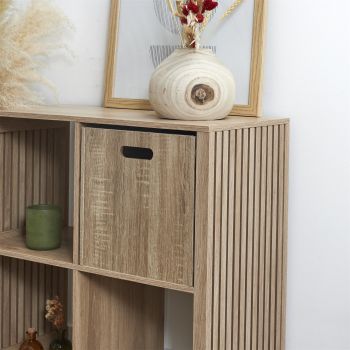 Cutie depozitare din lemn, cub, 30x30x30 cm, pliabila, maro, Happymax