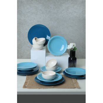 Set de cină din ceramică X0001509300000000000000000, Albastru, 26 cm