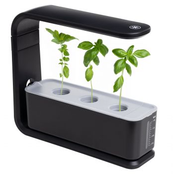 Ghiveci SMART, hidroponic 3 plante, LED, inaltime ajustabila, pentru acasa, birou, balcon, Negru, EALMEU