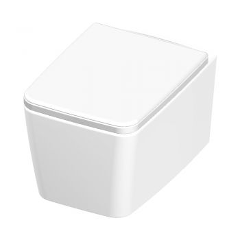 Vas WC suspendat Celesta Libra 49 x 36 cm ceramica capac duroplast inchidere lenta alb mat