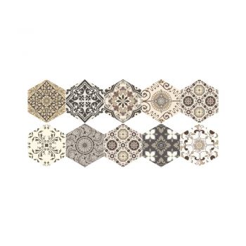 Set 10 autocolante de podea Ambiance Hexagons Luiza, 40 x 90 cm ieftin