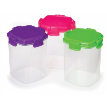 Set 3 cutii alimente plastic colorat Sistema Knick Knack To Go 138 ml ieftin