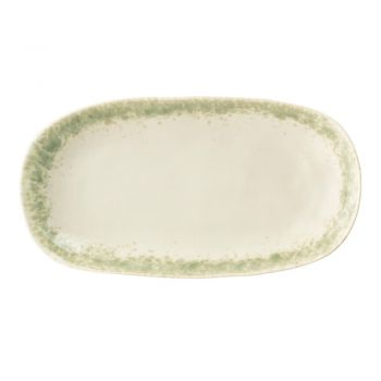 Platou din gresie ceramică Bloomingville Paula, 23,5 x 12,5 cm, alb-verde ieftin