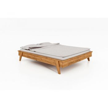 Pat dublu din lemn de stejar 160x200 cm Retro - The Beds ieftin
