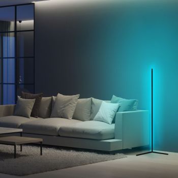 Lampadar, Lumos - Blue, Curlux, 120 cm, LED, 12.4W, albastru ieftin
