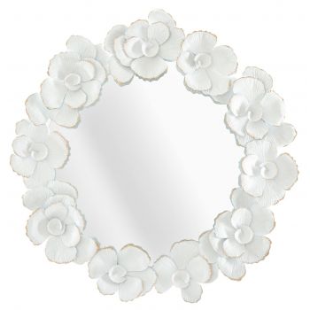 Oglinda decorativa Flower, Mauro Ferretti, 82x85.5 cm, fier, alb/auriu ieftina