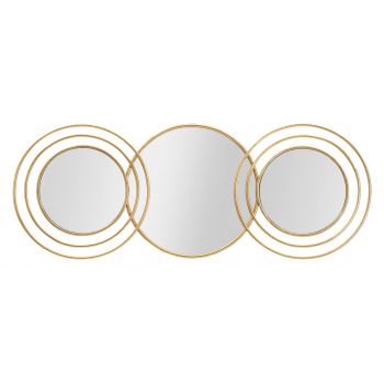 Oglinda de perete Triply Round, Mauro Ferretti, 79x30 cm, fier, auriu la reducere